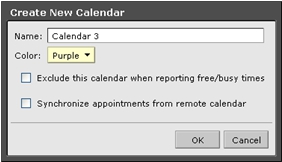 Create New Calendar menu